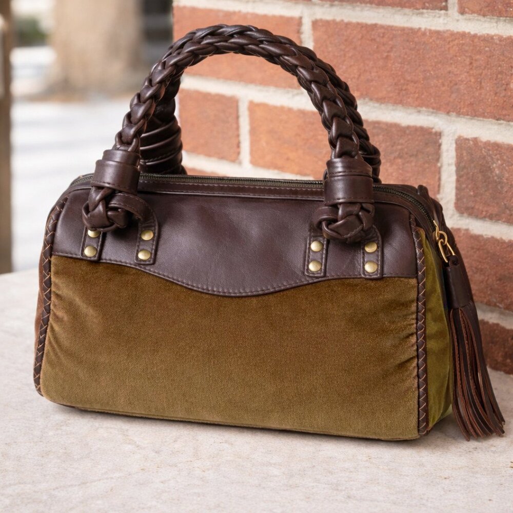Lauren Ralph Lauren Brushed Canvas & Leather Boho Hobo – $255 MSRP